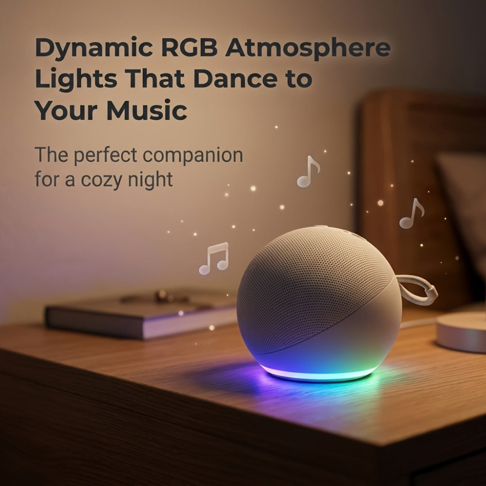 Portable Bluetooth Speaker Spherical Model with RGB, TWS, Subwoofer, 360° and Included Base