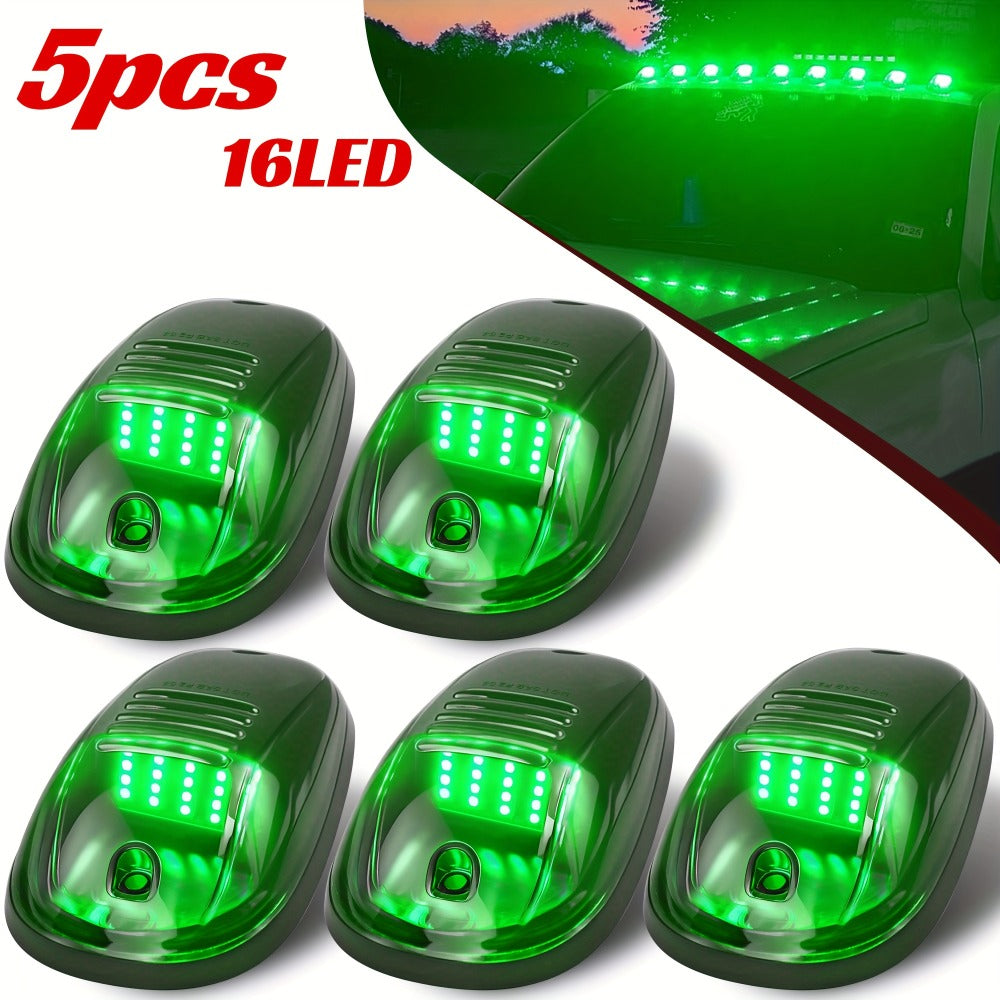 5pcs LED Cab Roof Marker Lights 16/24 LED 12V Super Bright UV-Resistant ABS Lens with Wiring Harness Kit for 2003-2018 Pickup Trucks 1500