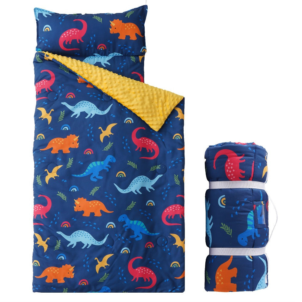 Kids Nap Mat Roll-Up Sleeping Mat for Daycare & Travel - 100% Polyester, Fun Prints for Entryways, Bedrooms and Living Spaces