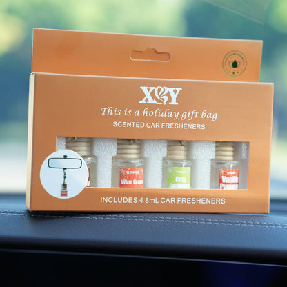 Car Air Freshener X&Y Four-Bottle Hanging Diffuser Gift Set with Eight available Style and Collection Options