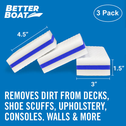 Boat Eraser Cleaning Sponge – No Bleach Magic Scrubber for Deck, Hull, Vinyl & Fiberglass – Removes Scuffs, Dirt & Grease on Pontoon