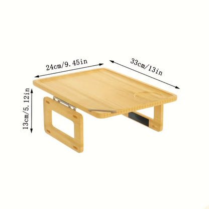 Bamboo Sofa Arm Tray with Folding Legs for Entryways, Bedrooms and Living Spaces, with the Listed Configuration