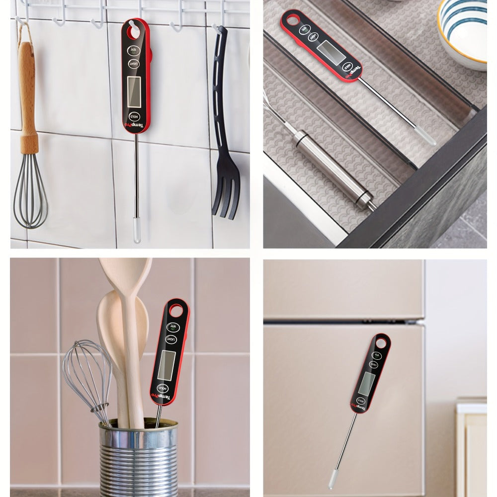 Instant Read Meat Thermometer, TempPro IC6030 Fast 3-Second Digital Kitchen BBQ Thermometer with 4.72" Foldable Probe & Backlit Display