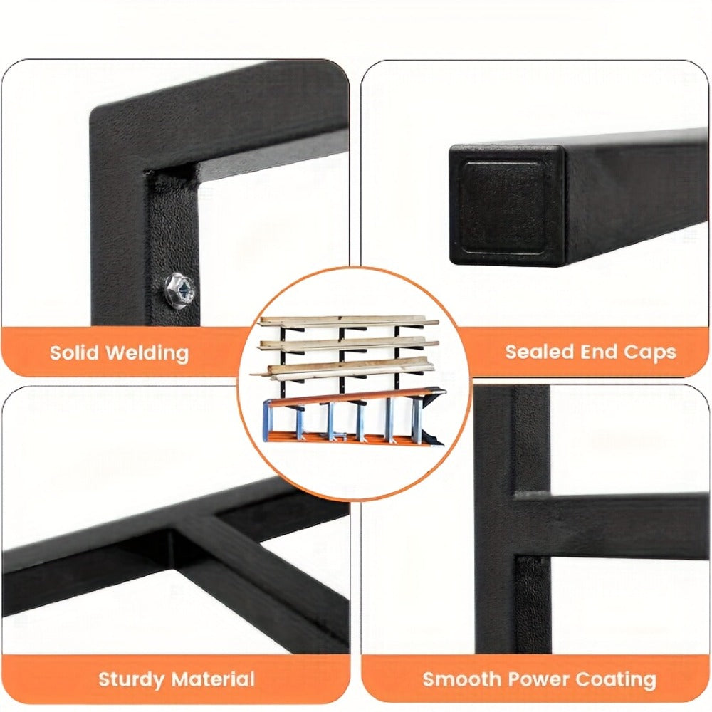 Lumber Storage Rack Wall Mount 4-Level, Per Level Metal Wood Organizer Rack for Garage, Shed & Workshop