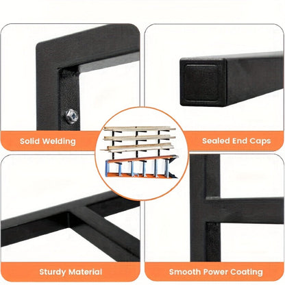 Lumber Storage Rack Wall Mount 4-Level, Per Level Metal Wood Organizer Rack for Garage, Shed & Workshop