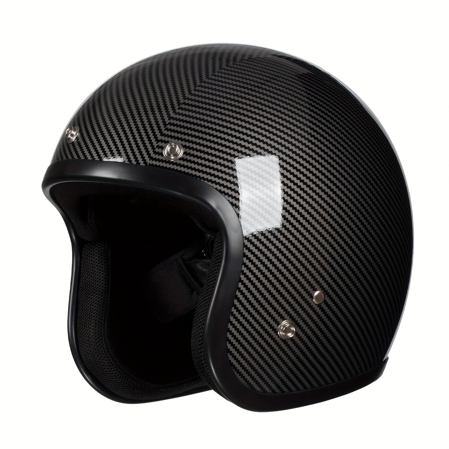 Motorcycle Helmet 3/4 Open-Face Design in Six Graphic Styles, S-XL Sizes with Front Snap Hardware and Padded Liner