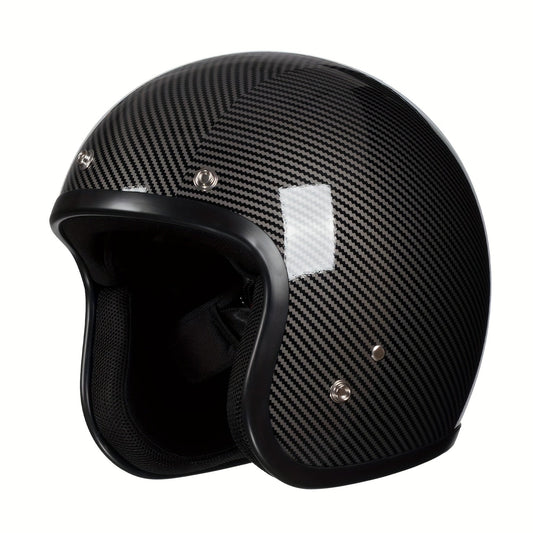 Motorcycle Helmet 3/4 Open-Face Design in Six Graphic Styles, S-XL Sizes with Front Snap Hardware and Padded Liner