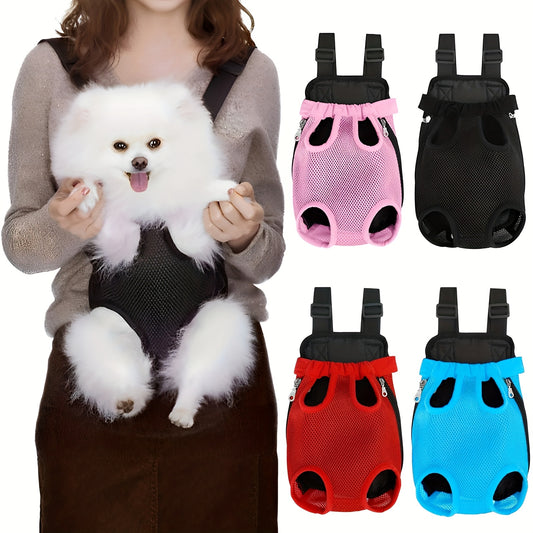 Dog Front Chest Carrier Backpack | Pet Carrying Bag for Small Dogs & Cats, Hands-Free Travel Hiking Cycling Outdoor Bag with Adjustable