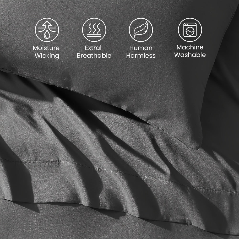 Cooling Fitted Sheet Bamboo Blend Ultra-Soft Deep Pocket Bed Sheet for Hot Sleepers Twin Full Queen King Size Machine Washable Breathable