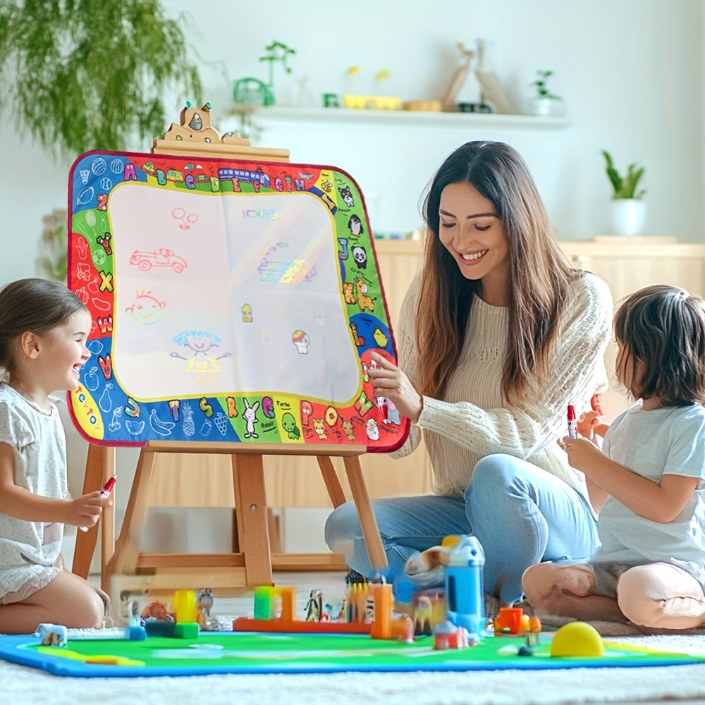 Reusable Water Doodle Mat for Kids with 2 Water Pens, Large Size Mess-Free Drawing Pad, Educational Art Toy
