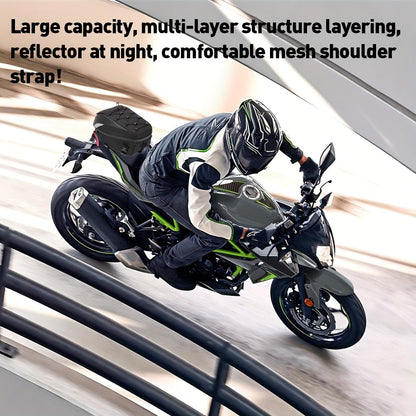 Motorcycle Backpack Helmet Bag – JFG RACING Motorbike Tail Bag with Adjustable Strap for Outdoor Camping, Travel & Luggage Storage