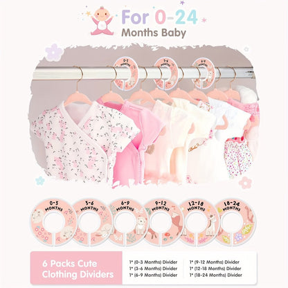 Baby Hangers Pink Velvet Nursery Closet Kids Clothes Hangers with Size Dividers for Infant Toddler Girls Boys 50/30pcs