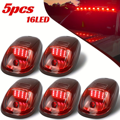 5pcs LED Cab Roof Marker Lights 16/24 LED 12V Super Bright UV-Resistant ABS Lens with Wiring Harness Kit for 2003-2018 Pickup Trucks 1500