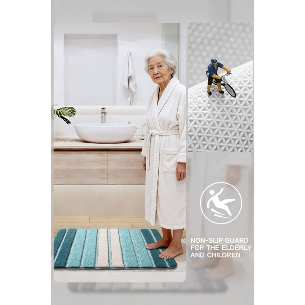 Chenille Bath Rug Non-Slip Absorbent Bathroom Mat – Extra Thick 1850g/㎡ Plush Washable Floor Mat for Bathroom Shower