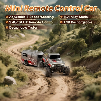 Mini Alloy RC Monster Truck 1:64 Scale 2.4GHz Off-Road Crawler with LED Lights, Street Graffiti Spray-Paint Design