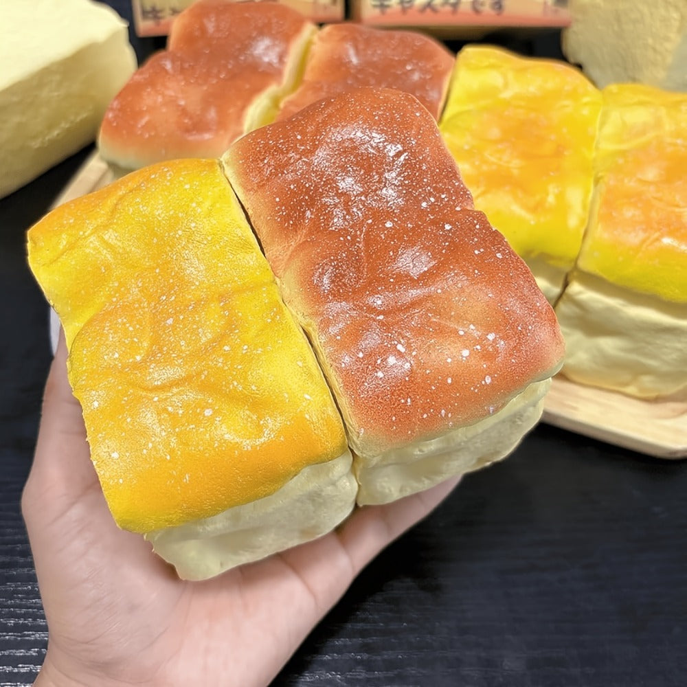 Squishy Bread and Butter Squeeze Toy Set 2pcs, Slow Rising Custard Bread Squishies with Creamy Scent