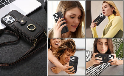 Phone Case Wallet with 2-3 Card Holder and Fold-Out Kickstand for Selected iPhone 12-16 Model Options