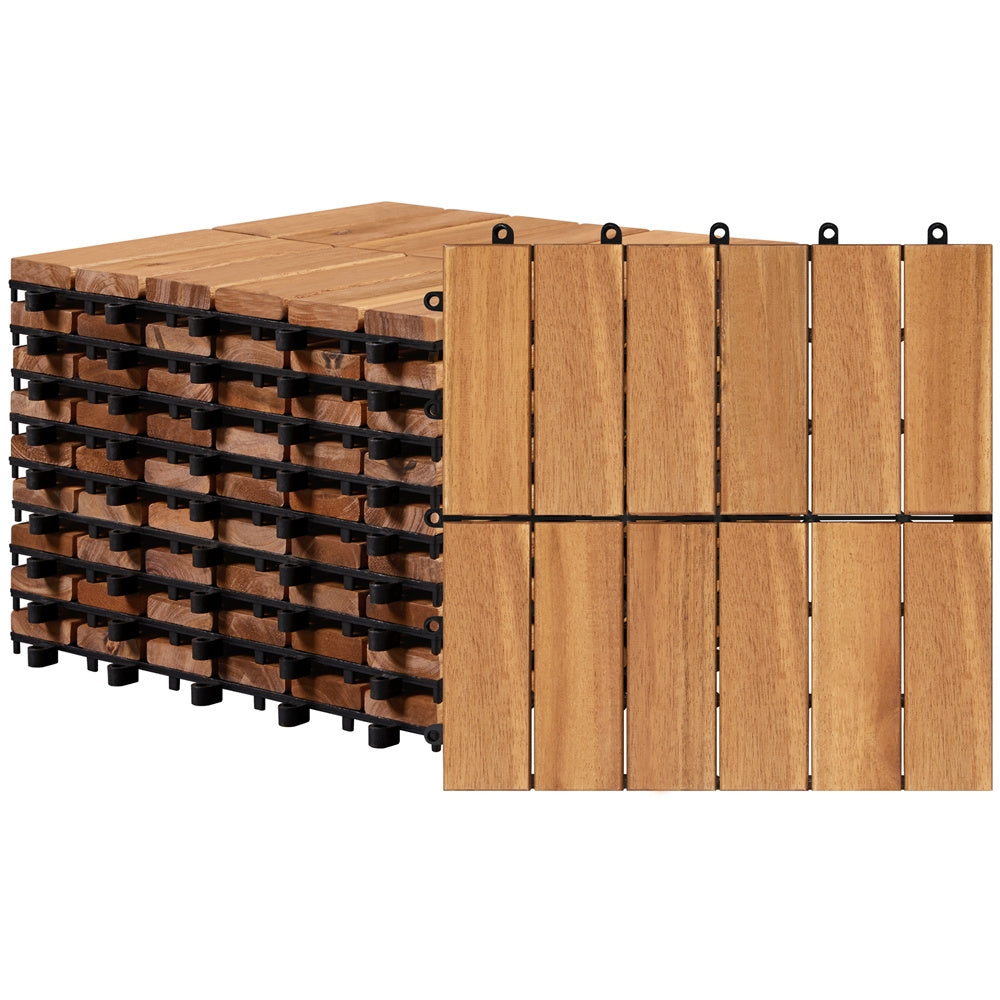 Wood-Look Interlocking Deck Tiles in 10- or 27-Piece Packs with Natural, Brown or Black Options
