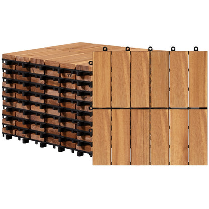 Wood-Look Interlocking Deck Tiles in 10- or 27-Piece Packs with Natural, Brown or Black Options