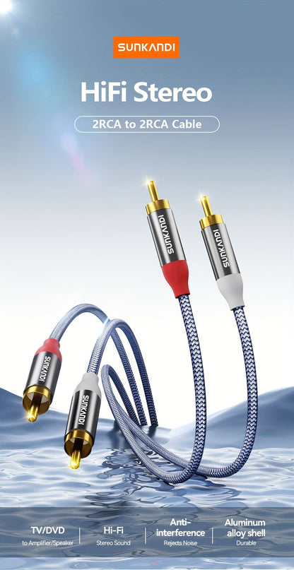 Gold-Plated 2RCA to 2RCA Stereo Audio Cable High-Fidelity Sound for Home Theater HDTV Gaming for an Everyday Personal Care Routine