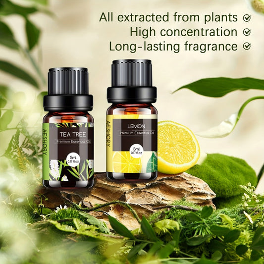 Essential Oil Assortment in 12, 20 or 26 Five-Milliliter Amber Bottles with Floral Gift Box