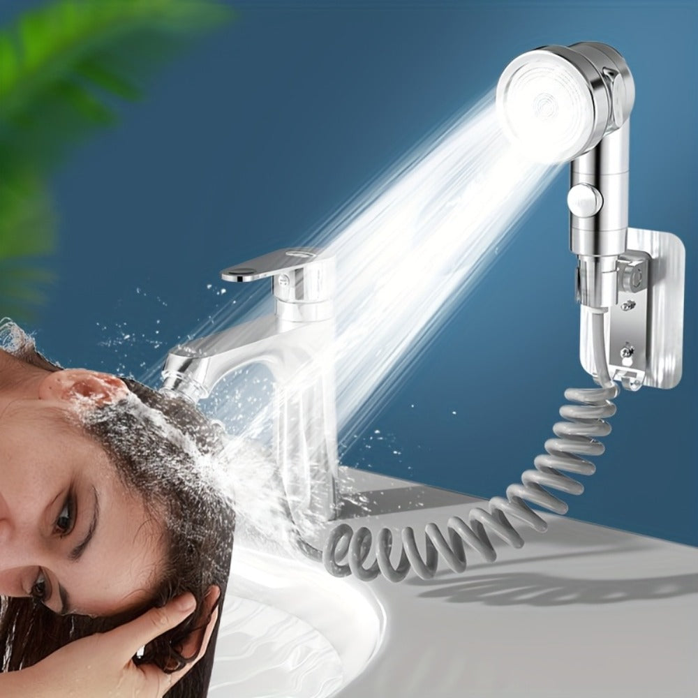 Faucet Extender Pull-Out Retractable Showerhead for Washbasin - Hot & Cold Compatible Hair Washing Sink Sprayer