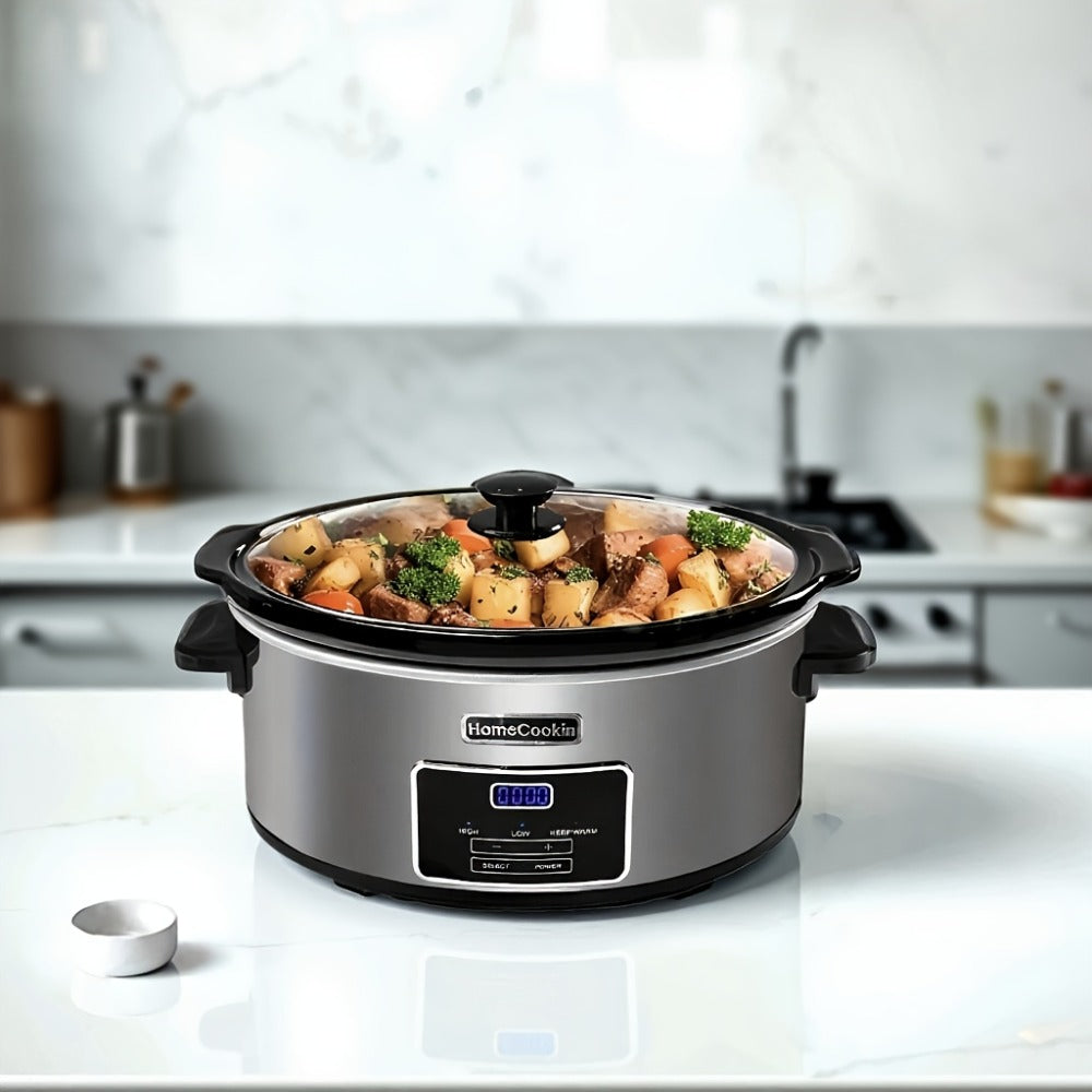 Digital Slow Cooker 6 & 7 Quart Programmable with Non-stick Ceramic Bowl, Countdown Timer & Keep