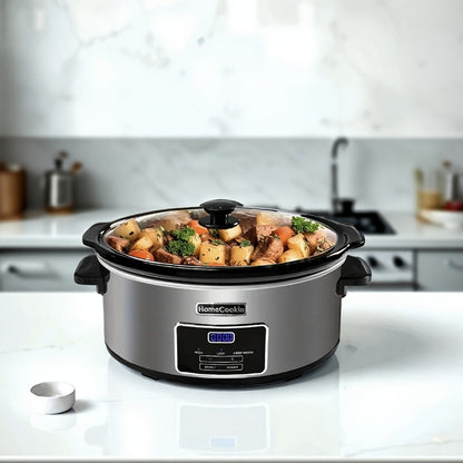 Digital Slow Cooker 6 & 7 Quart Programmable with Non-stick Ceramic Bowl, Countdown Timer & Keep