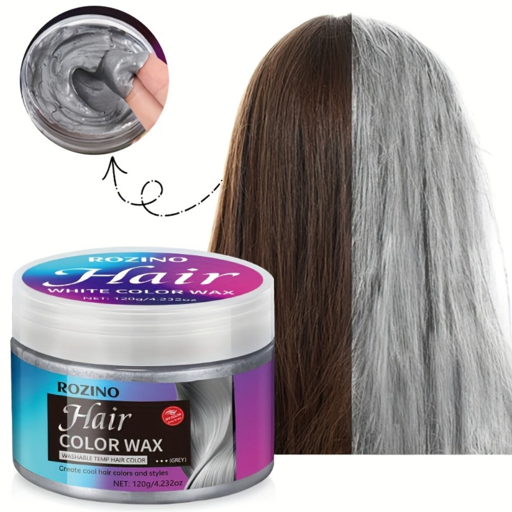 ROZINO Grey Hair Color Wax 3-in-1 Color Style & Fix – Vitamins & Protein Formula, Hides Grey Instantly, Natural Volume, Easy Wash