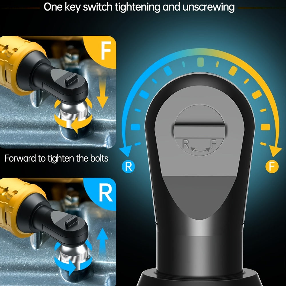 Cordless Electric Ratchet Wrench 3/8'' & 1/2'' Drive, Compatible with Dewalt 20V Max Battery, 88 Ft-lb High Torque
