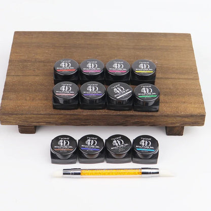 Nail Sculpting Gel Kit 3D 4D 12 Colors with Carving Pen – Firm Non-Sticky Soak-Off Sculpture Gel for Flowers, Leaves