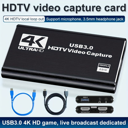 HDMI Capture Card with Microphone & 4K Loop-Out for Streaming, 1080P 60fps USB Video Recorder for Gaming