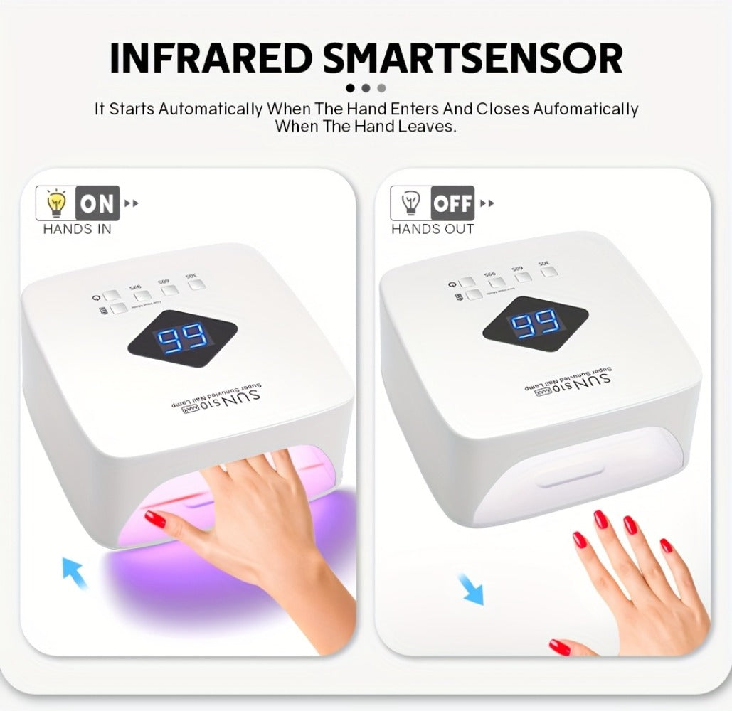 Rechargeable Wireless Nail Lamp 30 LED Beads 365+405nm UV Gel Curing Light 3 Timer Settings Infrared Sensor Portable Nail Dryer for All Gel