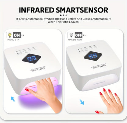 Rechargeable Wireless Nail Lamp 30 LED Beads 365+405nm UV Gel Curing Light 3 Timer Settings Infrared Sensor Portable Nail Dryer for All Gel