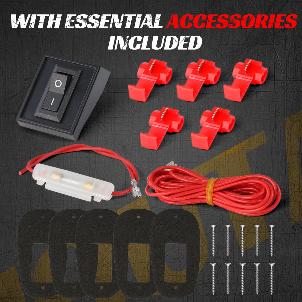 5pcs LED Cab Roof Marker Lights 16/24 LED 12V Super Bright UV-Resistant ABS Lens with Wiring Harness Kit for 2003-2018 Pickup Trucks 1500