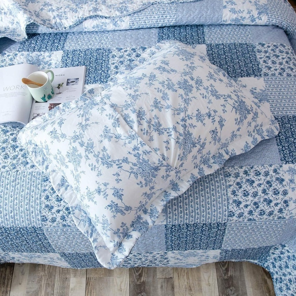 Floral Quilt Set Lightweight Bedspread Coverlet 2 or 3-Piece, All Season Hypoallergenic Breathable Paisley Patchwork Print Quilt for Bedroom
