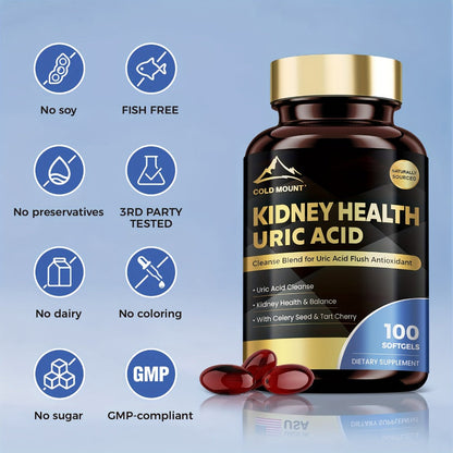 Uric Acid Balance Supplement 100 Capsules 50 Day Supply with Tart Cherry, Celery Seed & Citric Acid for Kidney Health