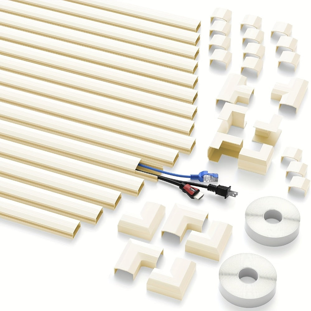 Wire Hider for Wall 15-Pack, 236 Inch No-Drill Paintable PVC Cord Cover, Conceals 3-4 Wires