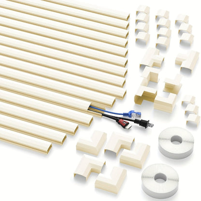 Wire Hider for Wall 15-Pack, 236 Inch No-Drill Paintable PVC Cord Cover, Conceals 3-4 Wires
