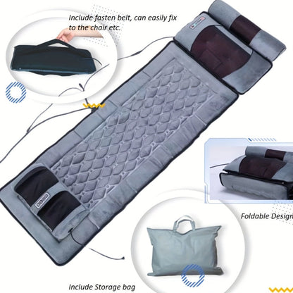 Full Body Shiatsu Massage Mattress, 10-Zone Vibration with Neck Kneading & Hot Compress for Home or Salon Spa Use