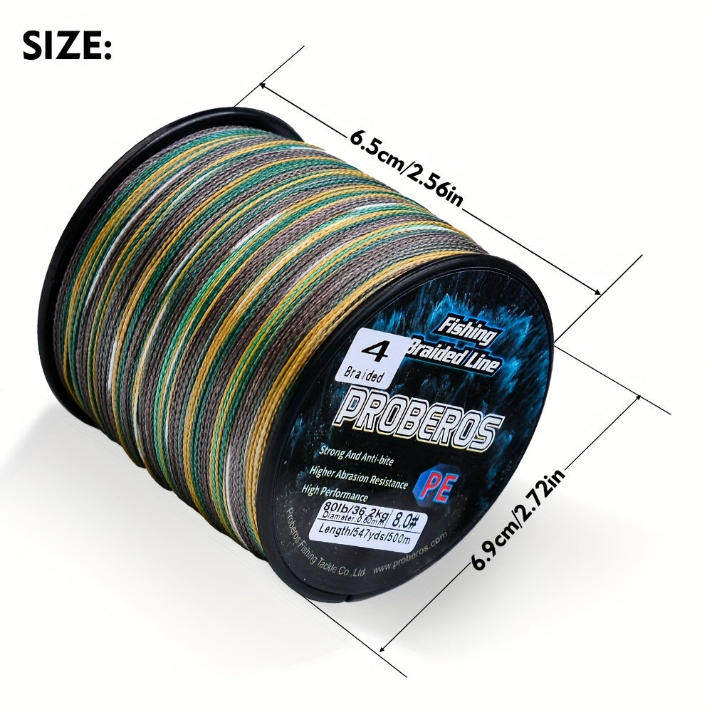 Braided Fishing Line 4 Strand 500M/547Yds – Abrasion Resistant Zero Stretch Superline 6LB-80LB, Multi-Color, Gray/Green/Camo