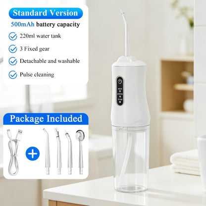 Water Flosser Srivdk Cordless Oral Irrigator with 300ml Tank, Three Pressure Modes, Six Nozzles and USB-C Charging