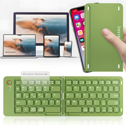 Double-Fold Pocket Bluetooth Keyboard Rechargeable Ultra- Travel Wireless Keyboard Compatible for an Everyday Personal Care Routine