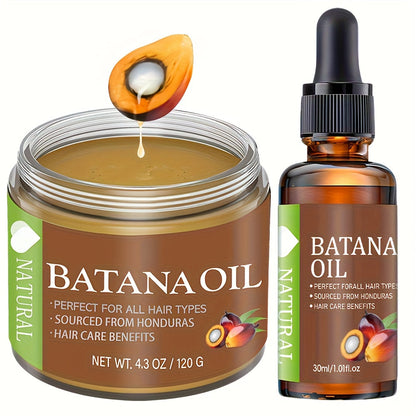 Batana Hair Oil 2-Piece Set, Natural Honduran Batana Oil 4.3oz + Batana Essential Oil 1.01oz, Deep Shine Boost