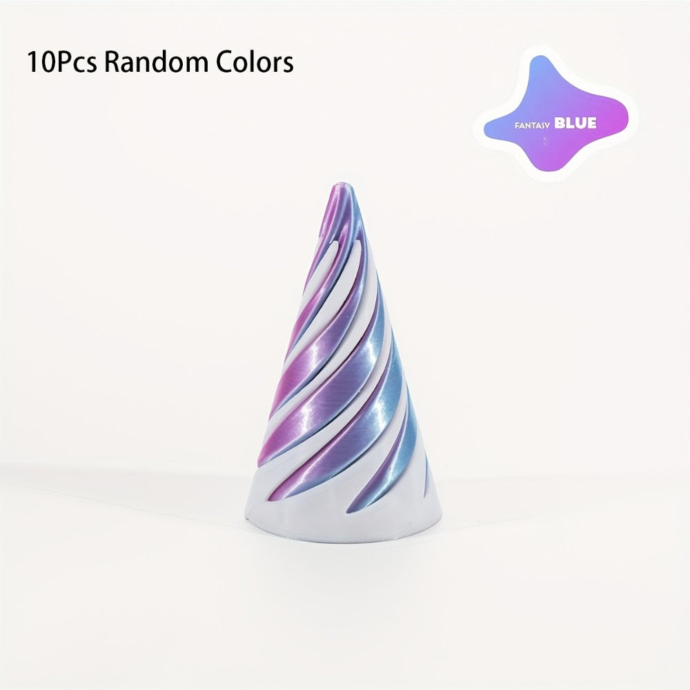 3D Printed Spiral Fidget Cone 10 Pack, Impossible Pyramid Spiral Tree & Carrot Stress Toy, Unique Fish Tank Decoration