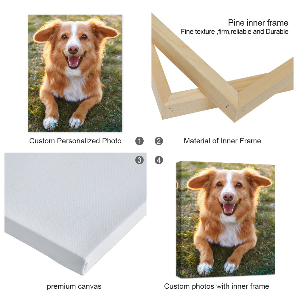 Custom Canvas Print Personalized Pet Family Photo Wall Art Ready to Hang, Custom Photo Canvas Printing for Pets Weddings Birthdays