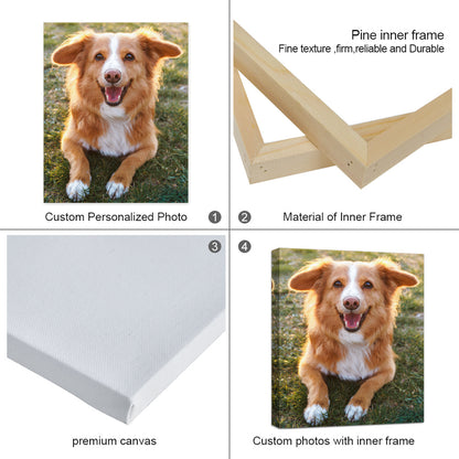 Custom Canvas Print Personalized Pet Family Photo Wall Art Ready to Hang, Custom Photo Canvas Printing for Pets Weddings Birthdays