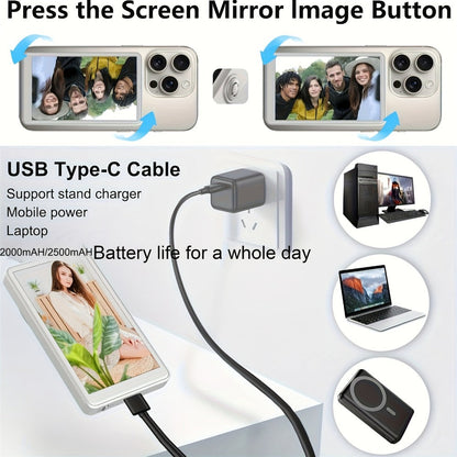 Wireless Selfie Monitor Screen for iPhone Android, 2500mAh Battery, Remote Control, 3-Level Brightness & Wide Screen Mode