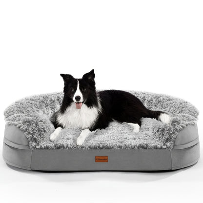 Orthopedic Dog Bed Egg Foam Ultra Soft Washable Cover for Large Medium Small Dogs Aging Pets Rectangle Semicircle Anti-Slip Joint Relief Pet