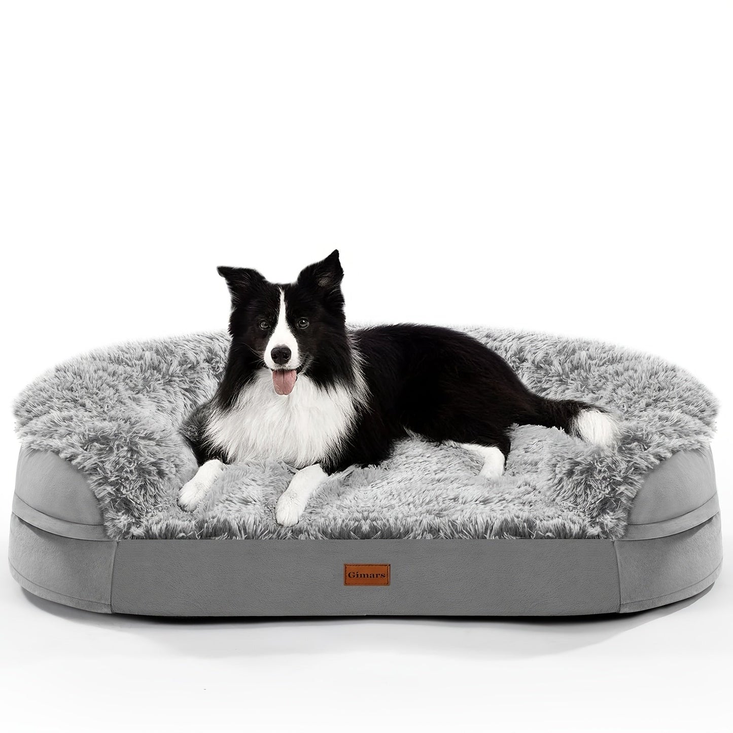 Egg-Crate Foam Dog Bed with Plush Bolsters and Rectangle or Semicircle Large-Size Shape Options